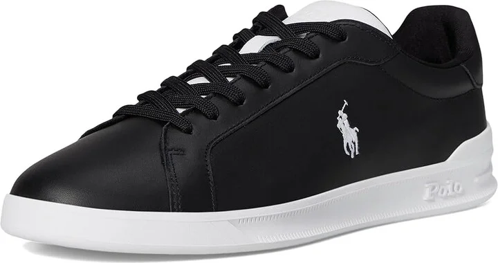 Polo Ralph Lauren Heritage Court II Leather Sneakers Men's Shoes Black/White : 10 D - Medium - Image 5