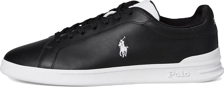 Polo Ralph Lauren Heritage Court II Leather Sneakers Men's Shoes Black/White : 10 D - Medium - Image 6