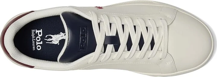 Polo Ralph Lauren Heritage Court II Leather Sneakers Men's Shoes White/Navy/Wine : 7.5 D - Medium - Image 2