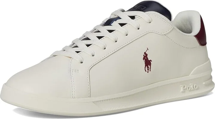 Polo Ralph Lauren Heritage Court II Leather Sneakers Men's Shoes White/Navy/Wine : 7.5 D - Medium - Image 5