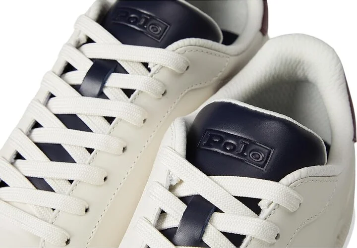 Polo Ralph Lauren Heritage Court II Leather Sneakers Men's Shoes White/Navy/Wine : 7.5 D - Medium - Image 7