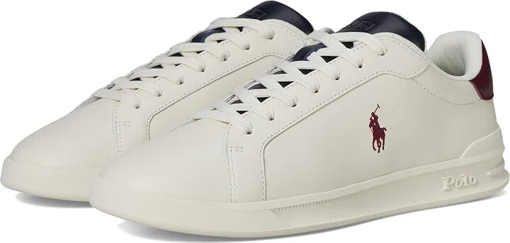 Polo Ralph Lauren Heritage Court II Leather Sneakers Men's Shoes White/Navy/Wine : 7.5 D - Medium
