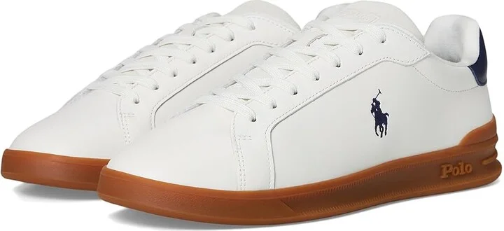 Polo Ralph Lauren Heritage Court II Leather-Suede Sneakers Men's Shoes Deckwash White/Navy : 14 D - Medium