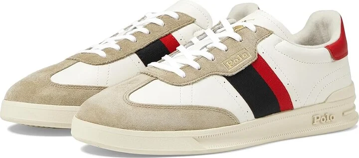 Polo Ralph Lauren Htr Aera Men's Shoes Milkshake/Black/Red : 11 D - Medium, Leather/Rubber/Suede
