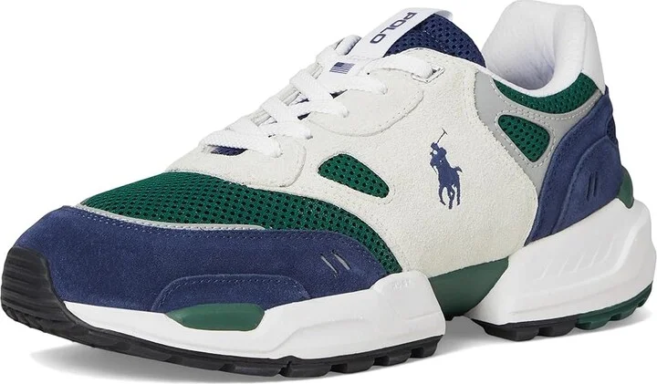 Polo Ralph Lauren Jogger Suede Mesh Sneaker Men's Shoes Navy/Bianco/Green : 10.5 D - Medium, Leather/Textile - Image 5