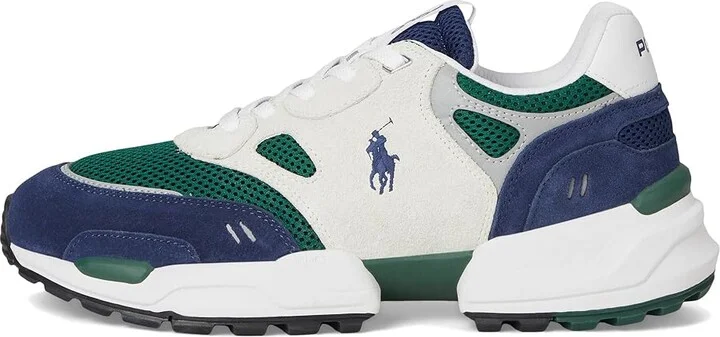 Polo Ralph Lauren Jogger Suede Mesh Sneaker Men's Shoes Navy/Bianco/Green : 10.5 D - Medium, Leather/Textile - Image 6