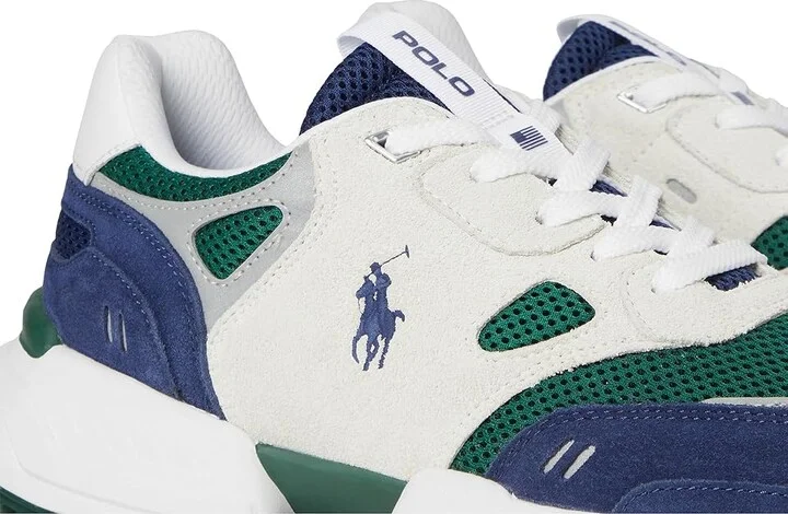 Polo Ralph Lauren Jogger Suede Mesh Sneaker Men's Shoes Navy/Bianco/Green : 10.5 D - Medium, Leather/Textile - Image 7