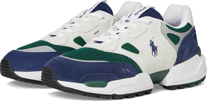 Polo Ralph Lauren Jogger Suede Mesh Sneaker Men's Shoes Navy/Bianco/Green : 10.5 D - Medium, Leather/Textile