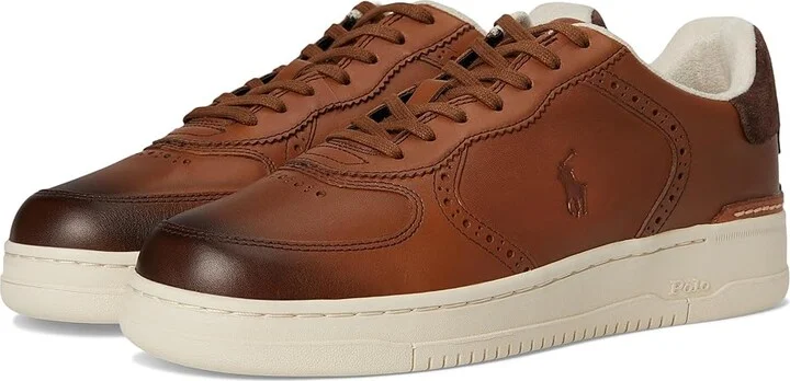Polo Ralph Lauren Master Court Brogue Men's Shoes Tan : 7.5 D - Medium, Leather