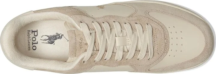 Polo Ralph Lauren Masters Court Leather-Suede Sneakers Men's Shoes Milkshake/Ecru : 14 D - Medium, Canvas - Image 2