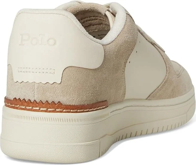 Polo Ralph Lauren Masters Court Leather-Suede Sneakers Men's Shoes Milkshake/Ecru : 14 D - Medium, Canvas - Image 4