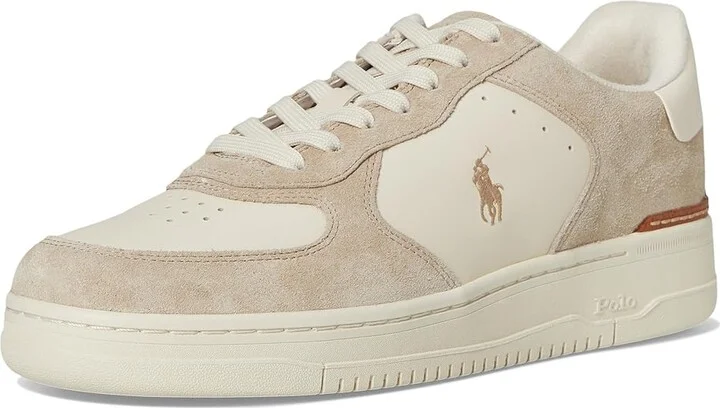 Polo Ralph Lauren Masters Court Leather-Suede Sneakers Men's Shoes Milkshake/Ecru : 14 D - Medium, Canvas - Image 5
