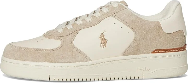 Polo Ralph Lauren Masters Court Leather-Suede Sneakers Men's Shoes Milkshake/Ecru : 14 D - Medium, Canvas - Image 6