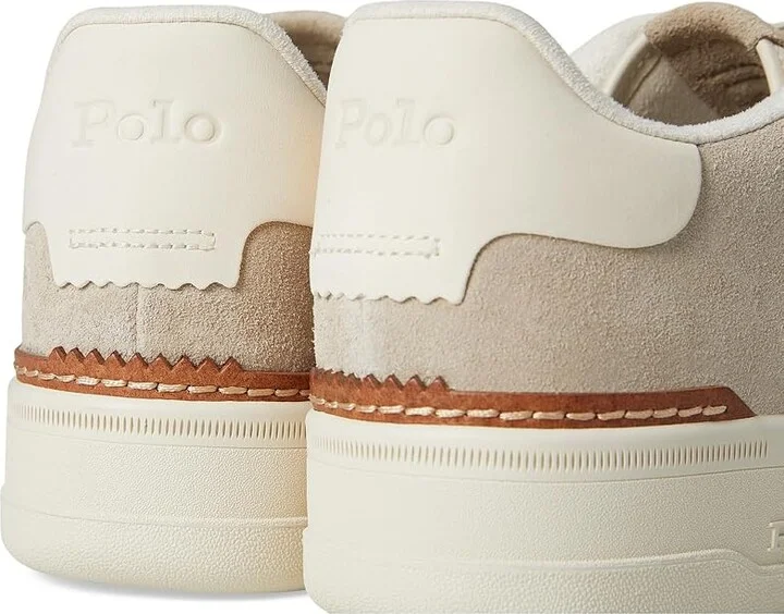 Polo Ralph Lauren Masters Court Leather-Suede Sneakers Men's Shoes Milkshake/Ecru : 14 D - Medium, Canvas - Image 7