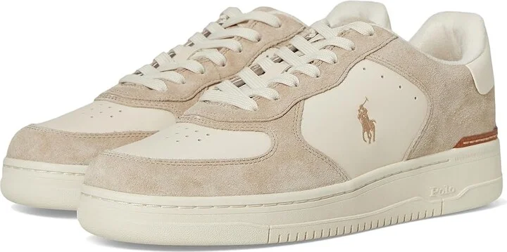 Polo Ralph Lauren Masters Court Leather-Suede Sneakers Men's Shoes Milkshake/Ecru : 14 D - Medium, Canvas