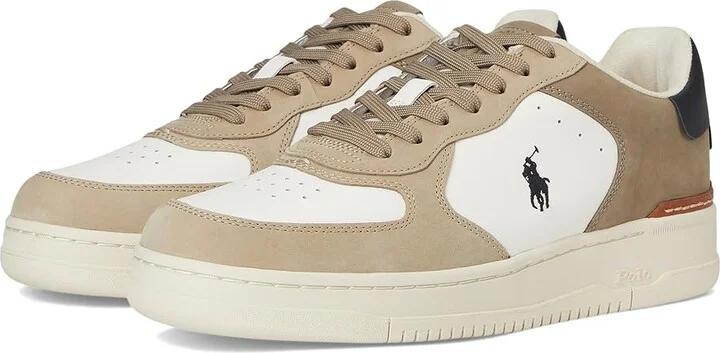 Polo Ralph Lauren Masters Court Nubuck Leather Sneakers Men's Shoes Deckwash White/Tonal Milkshake : 13 D - Medium
