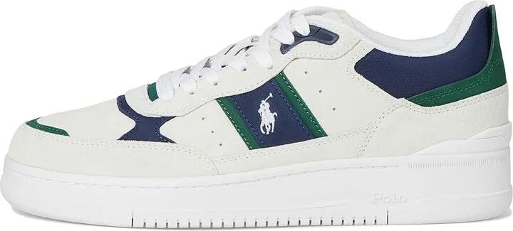 Polo Ralph Lauren Masters Sport Leather-suede Sneaker Men's Shoes Bianco/Navy/Green : 10.5 D - Medium, Canvas/Leather - Image 6