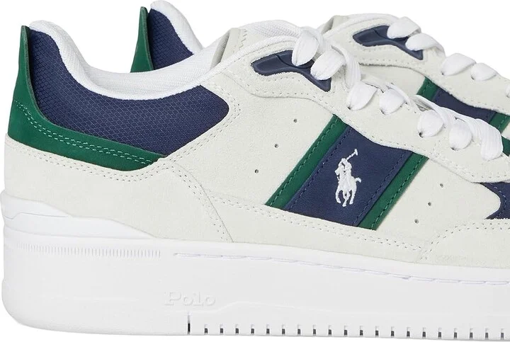 Polo Ralph Lauren Masters Sport Leather-suede Sneaker Men's Shoes Bianco/Navy/Green : 10.5 D - Medium, Canvas/Leather - Image 7