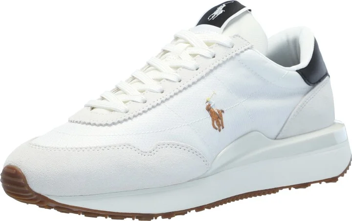 POLO RALPH LAUREN Men Train 89 Suede-Paneled Sneakers Deckwash White/Multi Pp 7 Medium