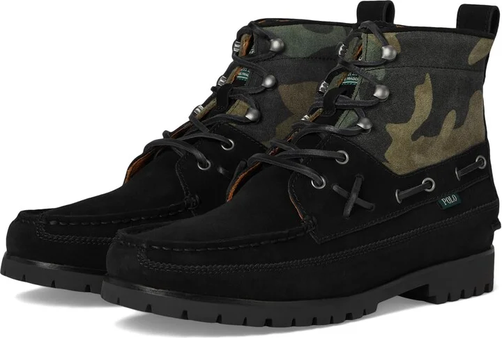 Polo Ralph Lauren Men's Ranger Mid Camo Suede Boot Black/Camo 7.5 Medium