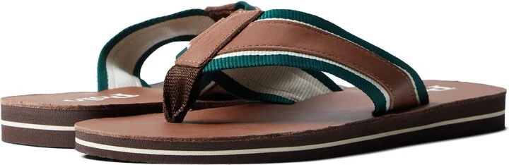Polo Ralph Lauren Men's Striped-Trim Leather Flip-Flop Slide Sandal
