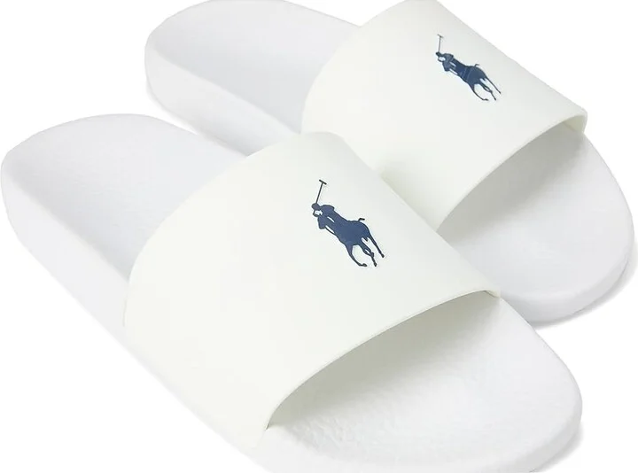 Polo Ralph Lauren Polo Slide Sandal Men's Shoes White/Navy : 11 D - Medium, Synthetic - Image 7