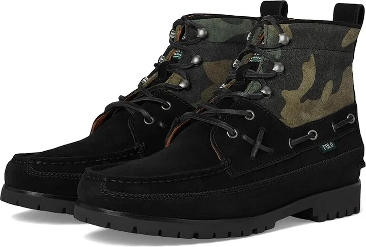 Polo Ralph Lauren Ranger Mid Camo Suede Boot Men's Boots Black/Camo : 11 D - Medium, Leather
