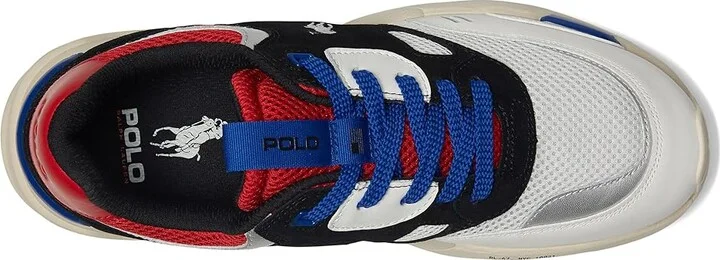Polo Ralph Lauren Suede Leather Mesh-Polo Jgr Pp-Sneakers-Low Top Lace Men's Running Shoes Black/Sapphire Star/Rl2000 Red : 8 D - Medium - Image 2