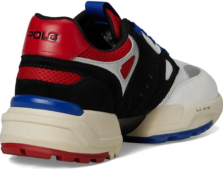 Polo Ralph Lauren Suede Leather Mesh-Polo Jgr Pp-Sneakers-Low Top Lace Men's Running Shoes Black/Sapphire Star/Rl2000 Red : 8 D - Medium - Image 4