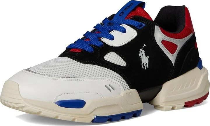 Polo Ralph Lauren Suede Leather Mesh-Polo Jgr Pp-Sneakers-Low Top Lace Men's Running Shoes Black/Sapphire Star/Rl2000 Red : 8 D - Medium - Image 5