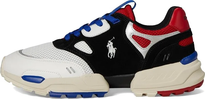 Polo Ralph Lauren Suede Leather Mesh-Polo Jgr Pp-Sneakers-Low Top Lace Men's Running Shoes Black/Sapphire Star/Rl2000 Red : 8 D - Medium - Image 6