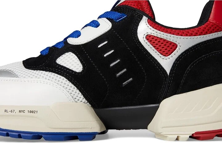 Polo Ralph Lauren Suede Leather Mesh-Polo Jgr Pp-Sneakers-Low Top Lace Men's Running Shoes Black/Sapphire Star/Rl2000 Red : 8 D - Medium - Image 7