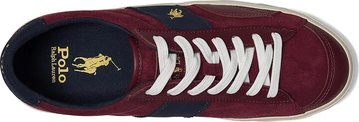 Polo Ralph Lauren Suede Leather-Sayer Sport-Sneakers-Low Top Lace Men's Shoes Wine/Navy : 12 D - Medium, Leather/Suede - Image 2