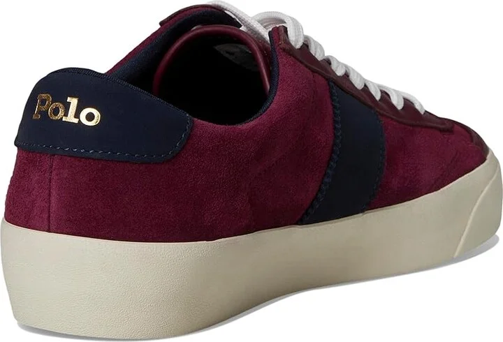 Polo Ralph Lauren Suede Leather-Sayer Sport-Sneakers-Low Top Lace Men's Shoes Wine/Navy : 12 D - Medium, Leather/Suede - Image 4