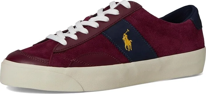 Polo Ralph Lauren Suede Leather-Sayer Sport-Sneakers-Low Top Lace Men's Shoes Wine/Navy : 12 D - Medium, Leather/Suede - Image 5