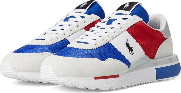 Polo Ralph Lauren Train 89 Men's Shoes Bianco/Red/Royal : 10.5 D - Medium, Leather/Suede/Wool