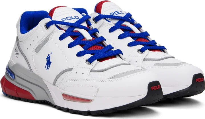 Polo Ralph Lauren White & Red Trackster 200 Sneakers - Image 4