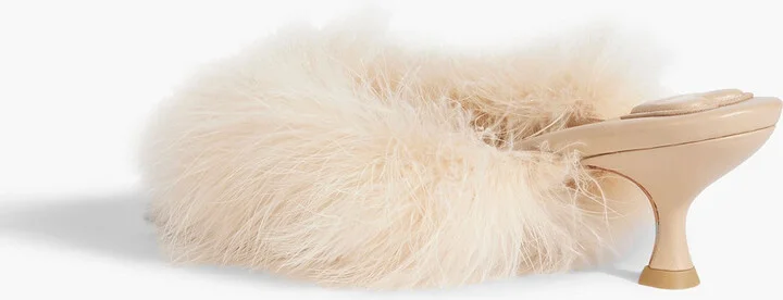 Pom feather-embellished leather mules - Image 3