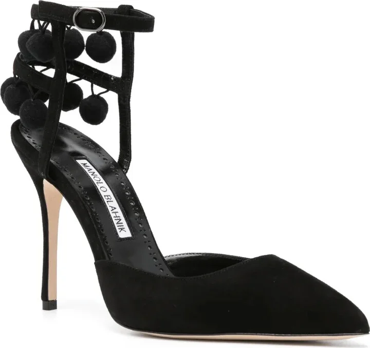 Pom-Pom Detail Pointed Pumps - Image 2