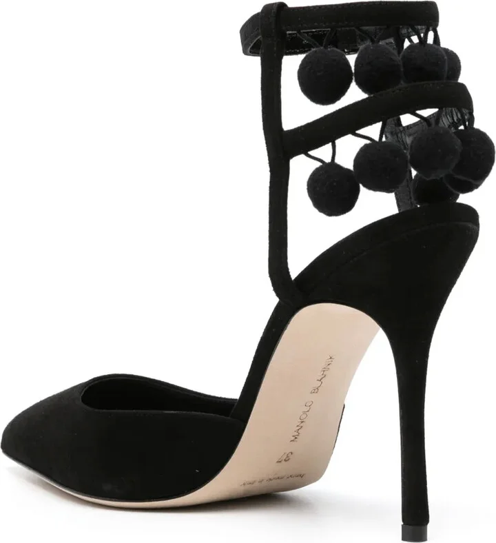 Pom-Pom Detail Pointed Pumps - Image 3