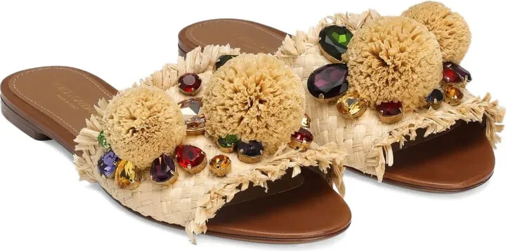 Pompom Raffia Slides - Image 2