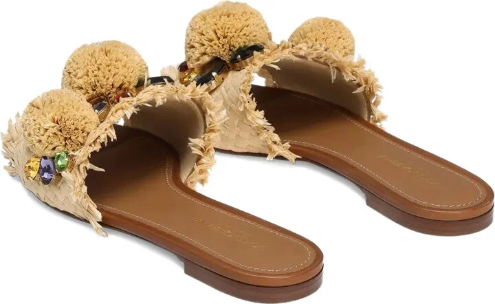 Pompom Raffia Slides - Image 3