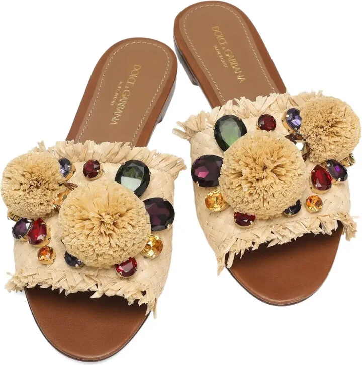 Pompom Raffia Slides - Image 4