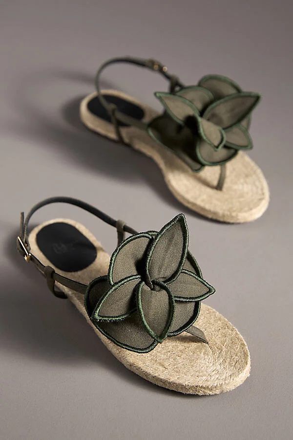 Poncha 3D Floral Thong Espadrille Sandals