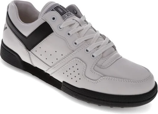 PONY Mens Astro Genuine Leather Premium Lace Up Athletic Sneaker Shoe, White/Black, Size