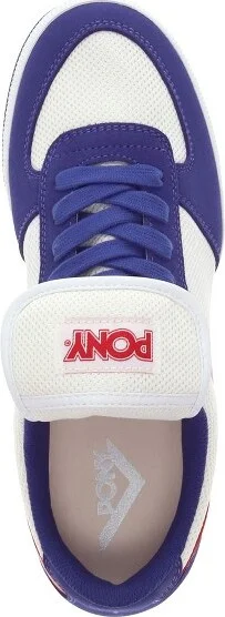 PONY Mens Linebacker Archive Genuine Leather and Mesh Premium Lace Up Athletic Sneaker Shoe, White/Blue/Red, Size - Image 2