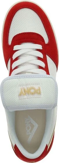 PONY Mens Linebacker Archive Genuine Leather and Mesh Premium Lace Up Athletic Sneaker Shoe, White/Blue/Red, Size - Image 3