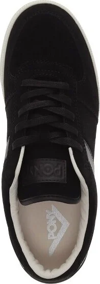 PONY Mens Linebacker Lux Genuine Leather and Suede Premium Lace Up Athletic Sneaker Shoe, Black/Off White, Size - Image 2