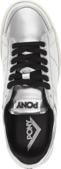 PONY Mens M-80 Low Metallic Genuine Leather Premium Lace Up Athletic Sneaker Shoe, Silver, Size - Image 2