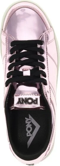 PONY Mens M-80 Low Metallic Genuine Leather Premium Lace Up Athletic Sneaker Shoe, Silver, Size - Image 3